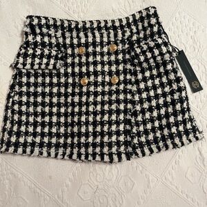 House of Harlow 1960 Wool Blend Skort Skirt Women’s Tiered Size S Sparkly Black
